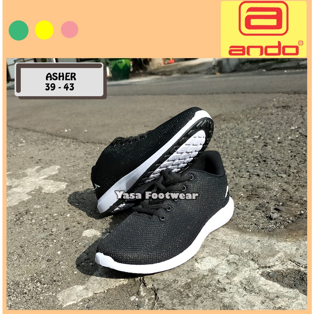 Yasa Footwear - Sepatu Pria ANDO ASHER 39-43 /Sepatu Sekolah Hitam /Sneakers /Sepatu Keren /Sepatu O