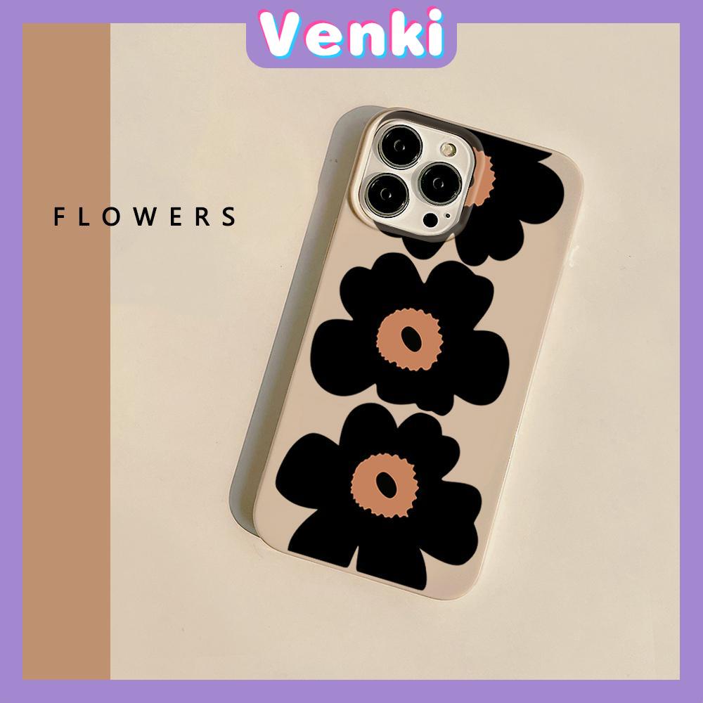 Case For iPhone 14 Pro Max Soft TPU Candy Case Big Black Flowers Glossy Khaki Back Cover Camera Protection Shockproof For iPhone 13 12 11 Plus Pro Max 7 Plus X XR