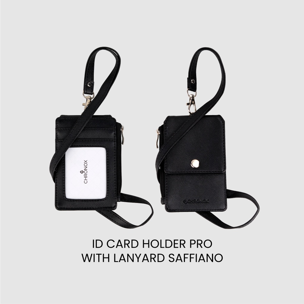 

CHRONOX Lanyard Kulit Pria Wanita Saffiano ID Card Holder - AVERY PRO