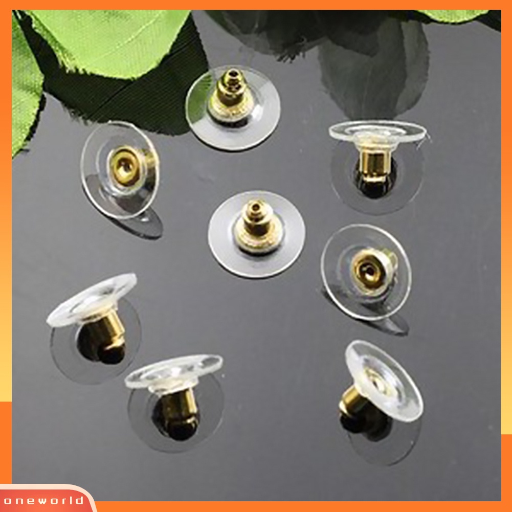 [WONE] 50pcs/set Ear Nuts Earring Findings Keepers Safety Back Stoppers Untuk Perhiasan DIY
