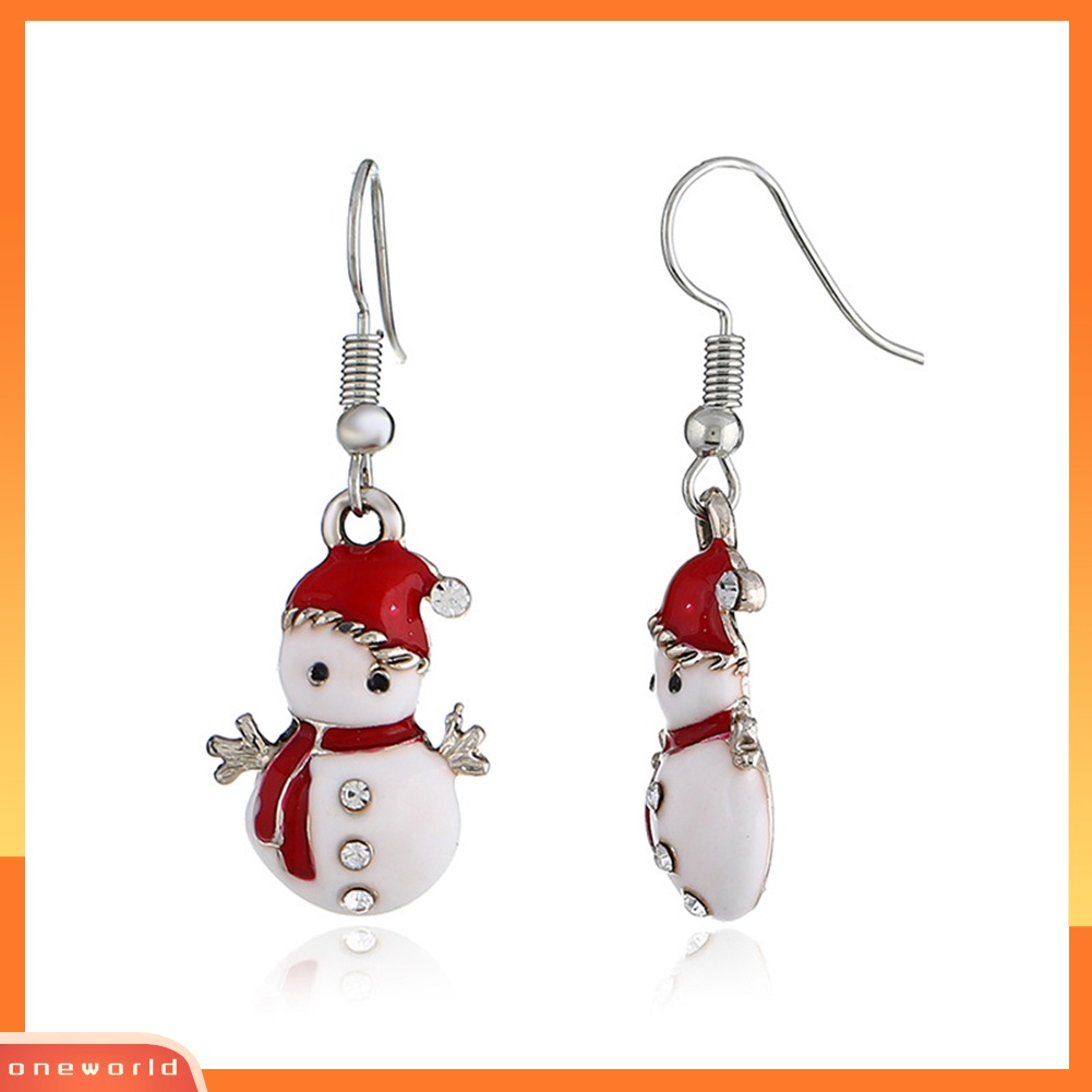 [WONE] Lucu Wanita Natal Snowman Menjuntai Drop Hook Anting Perhiasan Pesta Hadiah Xmas