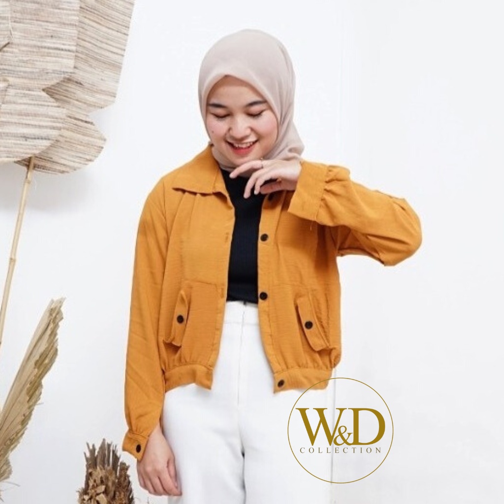 KEMEJA WANITA BLOUSE HANIN CROP POLOS CRINCLE AIRFLOW LENGAN PANJANG
