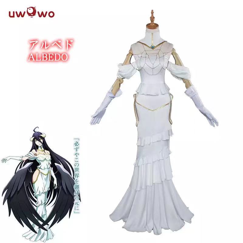 UWOWO Anime Overlord Albedo Cosplay Costume Halloween Christmas Costume For Women White Dress Overlo