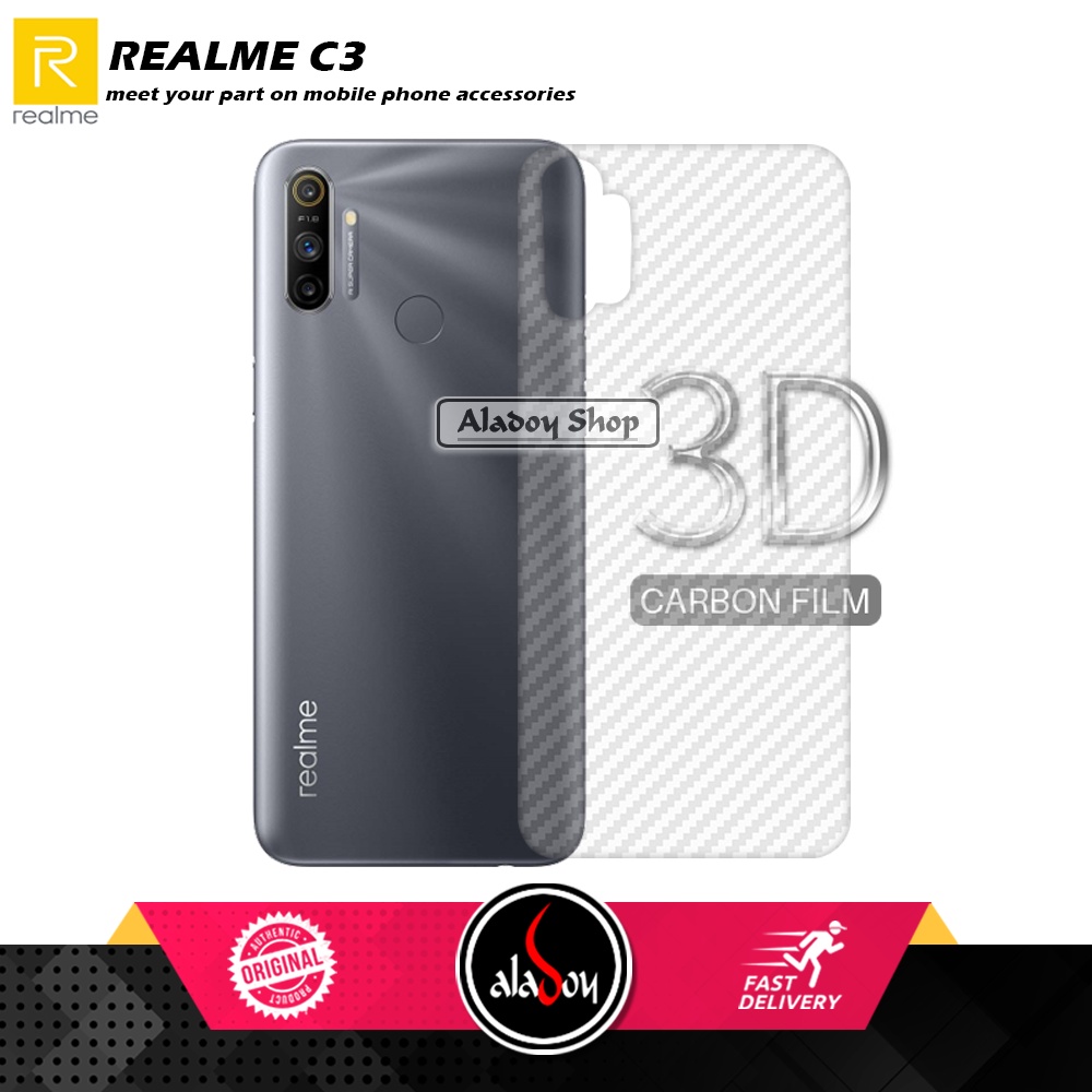 Paket 3IN1 Tempered Glass Layar Matte Anti Glare Realme C3 Free Tempered Glass Camera dan Skin Carbon