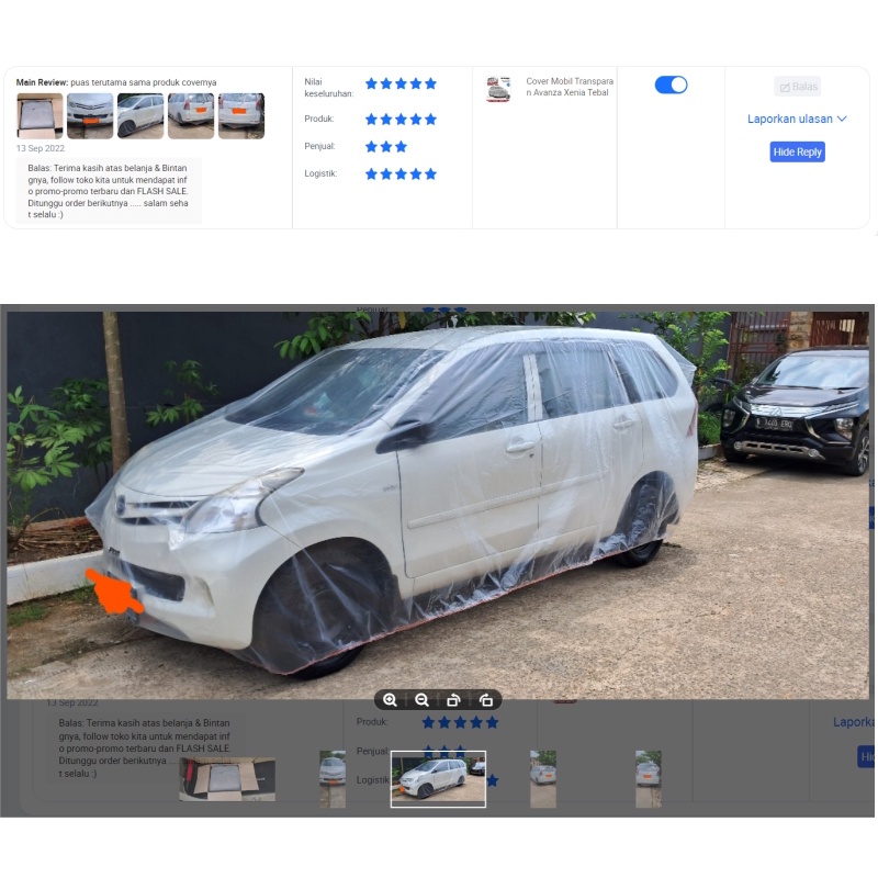 Cover Mobil Transparan Sienta Toyota Plastik Tebal Plastik Waterproof Outdoor Indoor Part Mobil Aksesoris Exterior Selimut Pelindung Anti Air Debu Kotoran Hewan Teras Gudang Rumah by TOPCAR