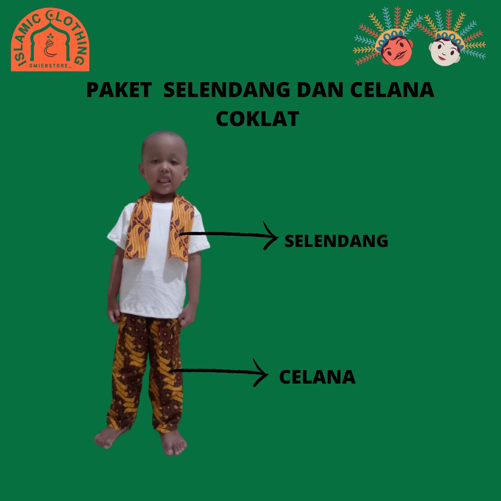 SETELAN CELANA BATIK BOIM ANAK SAMPAI DEWASA LENGKAP I BAJU ADAT BETAWI I SELENDANG BATIK