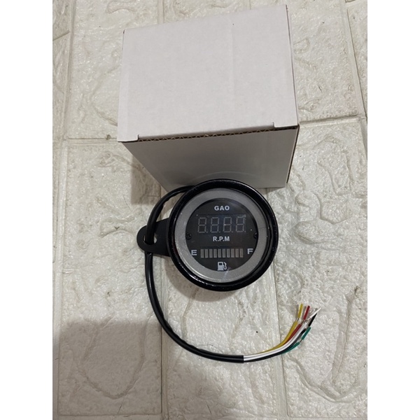 speedometer bulat chrom dan hitam variasi rpm kombinasi amper bensin bensin led