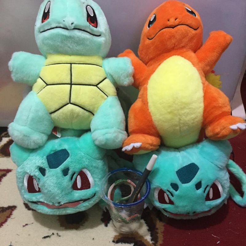 tas boneka pokemon original bulbasaur charmander dan squirtle
