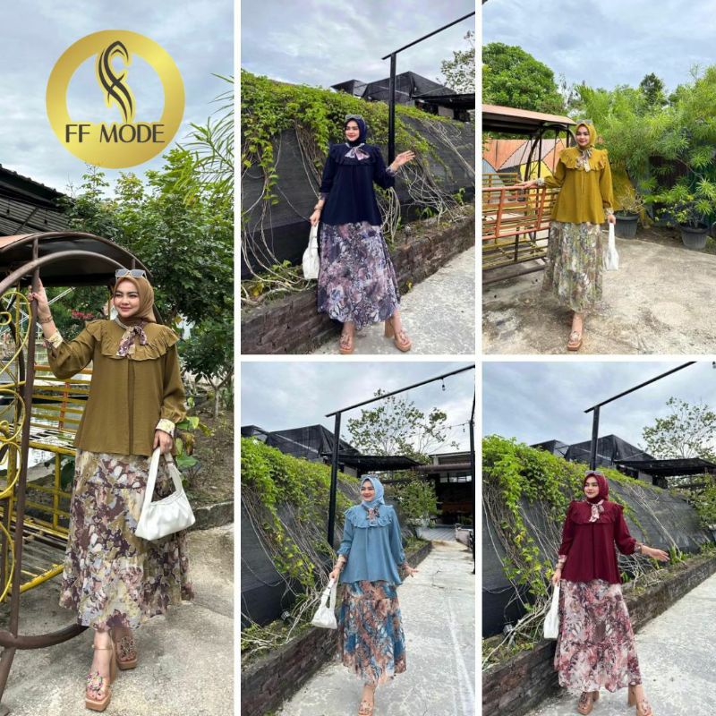 Setelan rok crinkle airflow//Setelan wanita//Gamis setelan//Rok//Baju setelan//Baju//Gamis