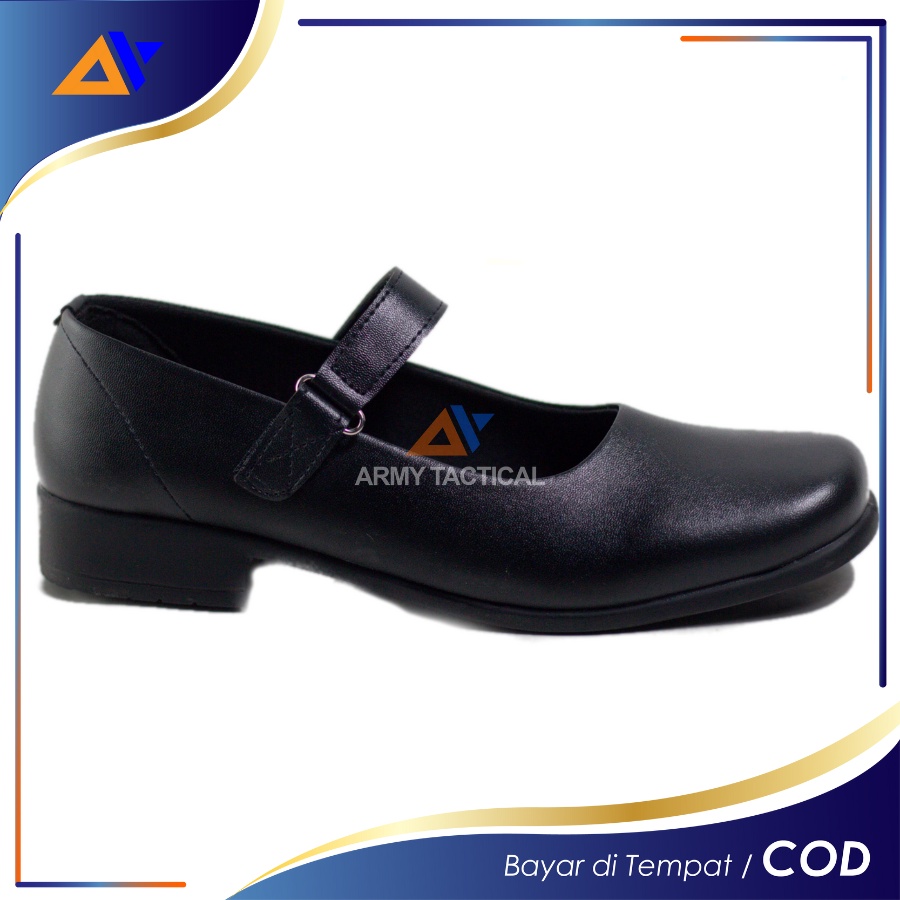 Sepatu Wanita Moxxer Pantofel Paskibra Heels Pantopel Formal Cewek Sekolah Hitam Doff Oxford