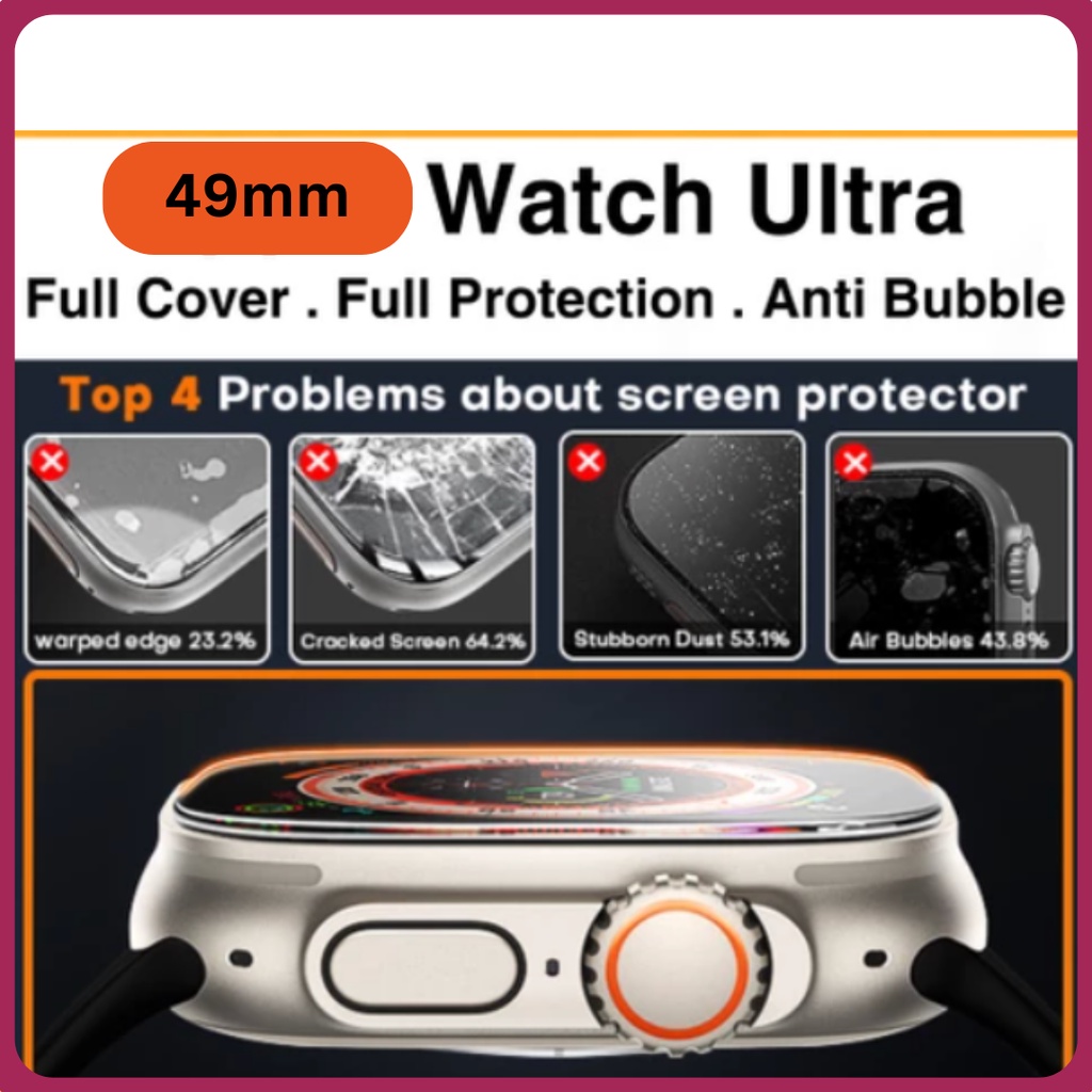 3D Tempered Glass HANYA untuk AppIe watch 8 ultra 49mm Anti gores for Smartwatch