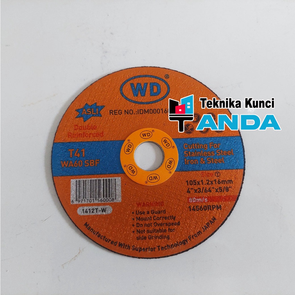 WD batu gerinda potong 4" - Pisau potong Besi - Wd potong besi resibon