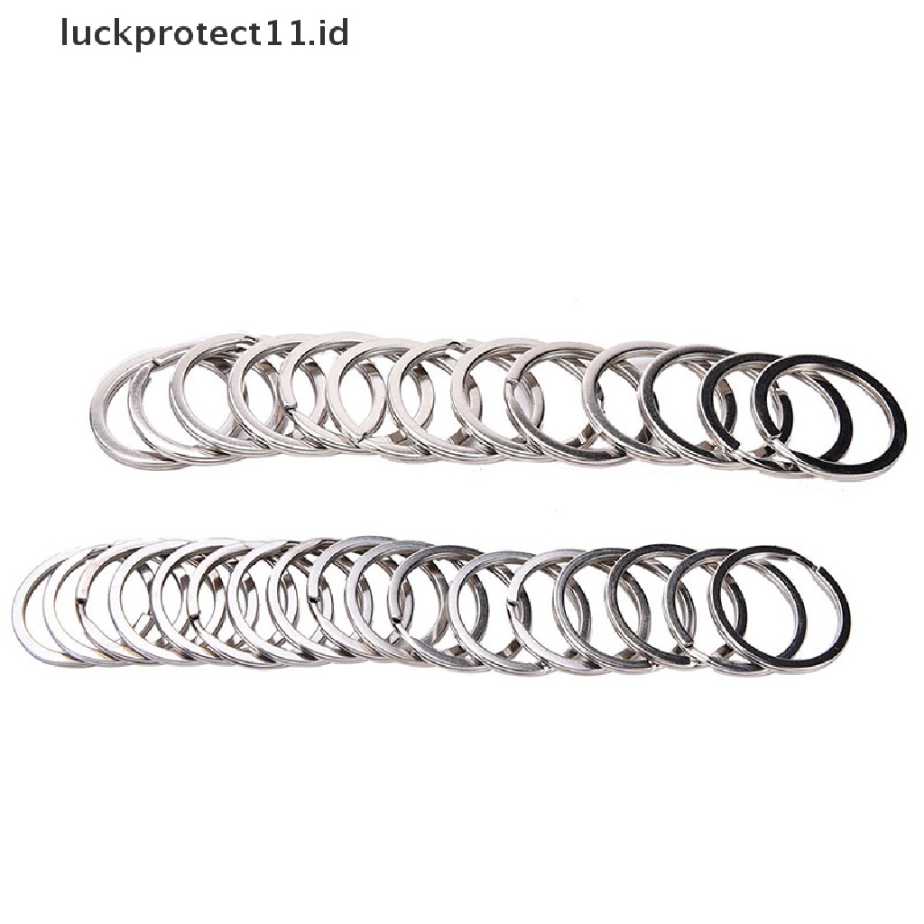 /Fashion Hot//// 100pcs/Set Gantungan Kunci Silvery Stainless Steel Bulat Lingkaran DIY Keyrings 2ukuran.