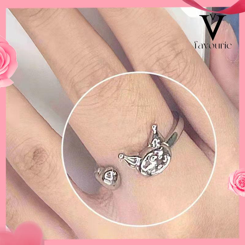 CODCincin Kuromi Melody Adjustable Kartun Lucu Korea Cincin Untuk Wanita-FA