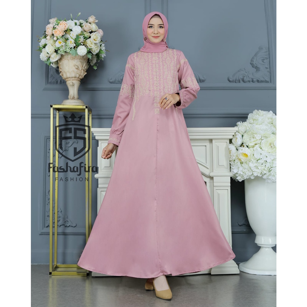 GAMIS TERBARU HAJRAH ALIFA KATUN TOYOBO PREMIUM MOTIF BORDIR SWAROVSKI//OTHERS WANITA KEKINIAN HIJAB