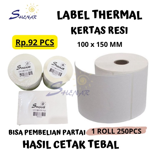 

GROSIR!!! KERTAS THERMAL LABEL RESI PAPER ROLL / LIPAT LEBIH TEBAL 100X150 250ROLL