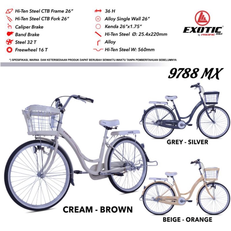 Sepeda Mini CTB Valentino Pasific Exotic 9788 MX Ukuran 20 26 Inch