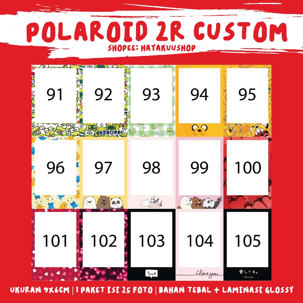 CETAK POLAROID CUSTOM PAKETAN (25 FOTO 1 BG)