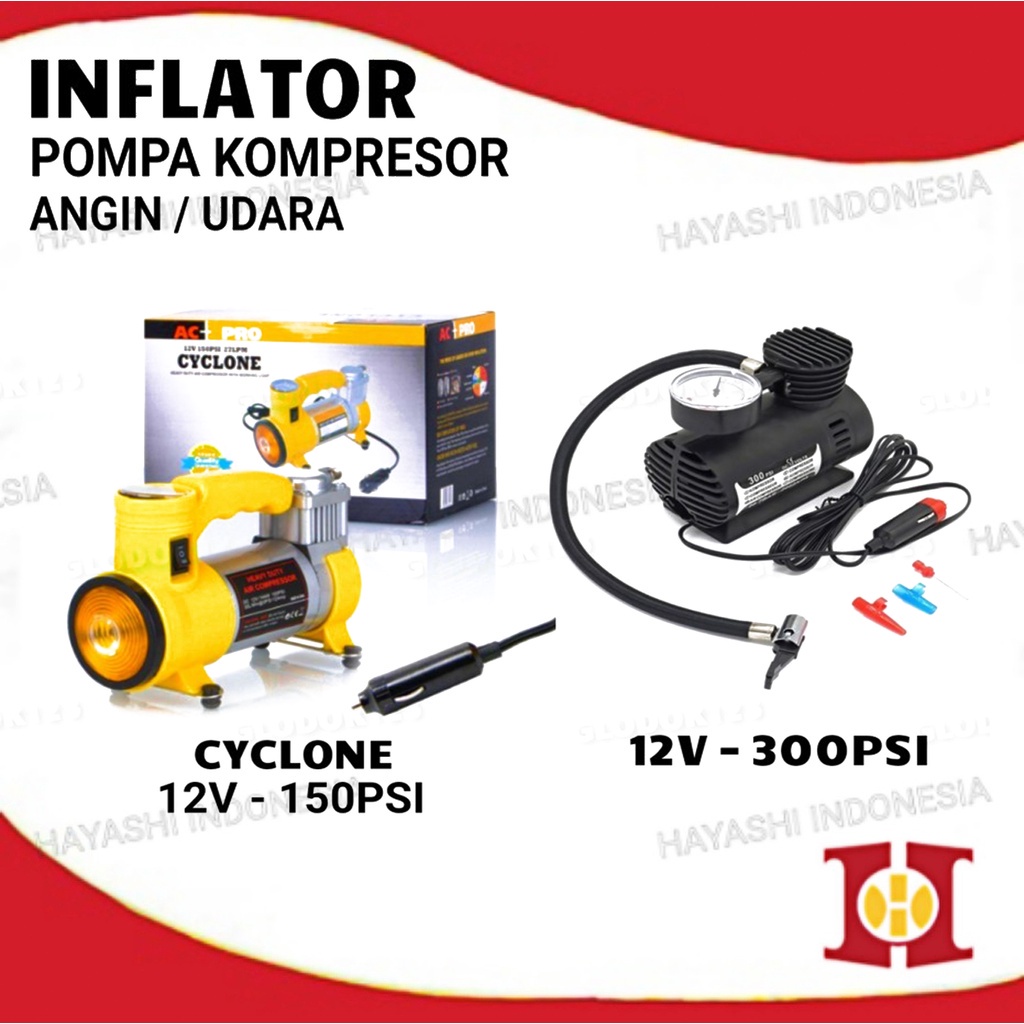 Pompa Elektrik Tekanan Angin Ban Inflator Kompresor Udara DC 12V