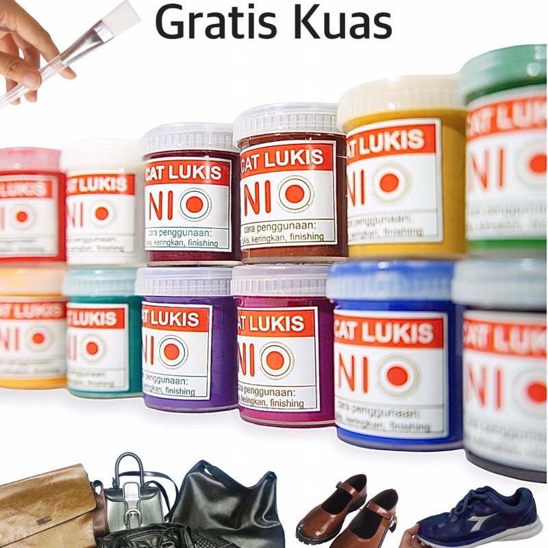 

Cat Kulit, Cat Sepatu, Cat Kulit Asli, Cat Kulit Nio (10ml) Premium, Cat Tas, Cat Kulit Sintetis, Cat Jaket Kulit, Cat Jok Mobil, Cat Sofa, Cat Dompet, Leather Paint, Cat Kulit Imitasi, Vinyl PU permanen, waterproof, awet, tidak luntur Cat lukis by Ganzel