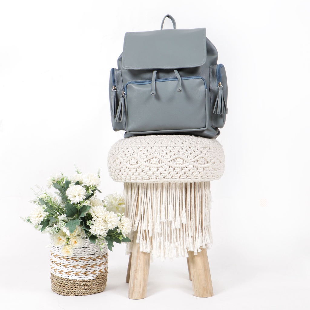 Ransel Cewek Kulit Motif Pita Pink Backpack ESCORTBAGS Korea Distro Keren Lucu Cool Kuliah Sekolah