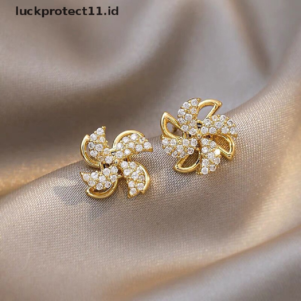 /Fashion Hot// Fashion// Rotag Windmill Ear Studs Anting Perak925 Lapis Perak Murni Wanita Perhiasan.