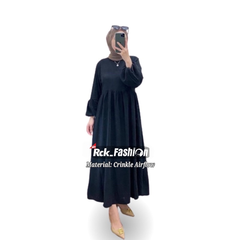 Jual Anya Midi Dress Matterial Crinkle Airflow Shopee Indonesia