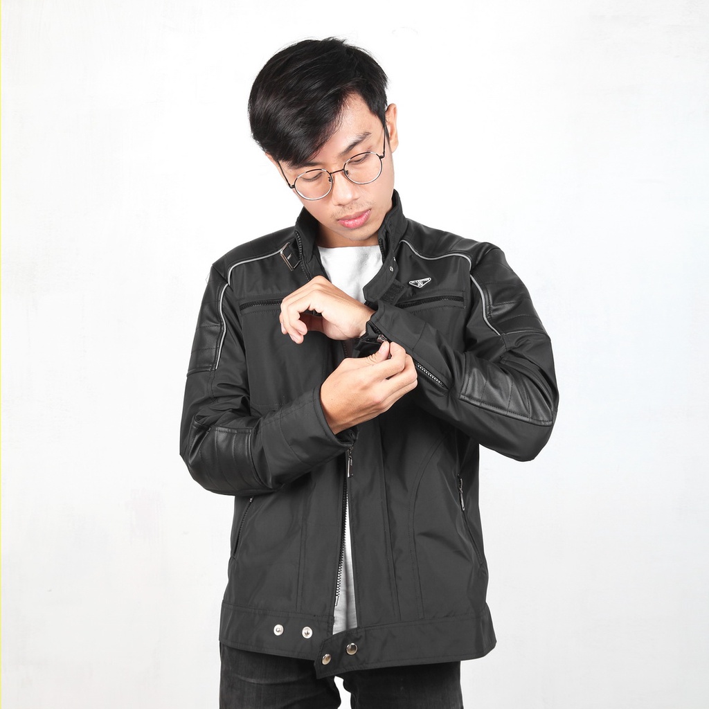 AL-Leather Jaket Pria Malcolm Merlyn Kombinasi Kulit Bonding Premium Tahan angin &amp; air