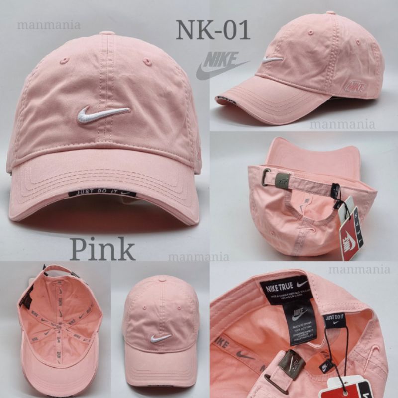 Topi Wanita Cewek Baseball Katun Pink Logo Bordir Import