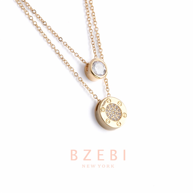 Bzebi Kalung Emas 18k, Kalung Baja Titanium, Kalung Liontin Berlian, Anti Karat, Aksesoris Fashion Wanita, Perhiasan Gaya Korea, Hadiah Ulang Tahun Dengan Kotak Eksklusif 33n