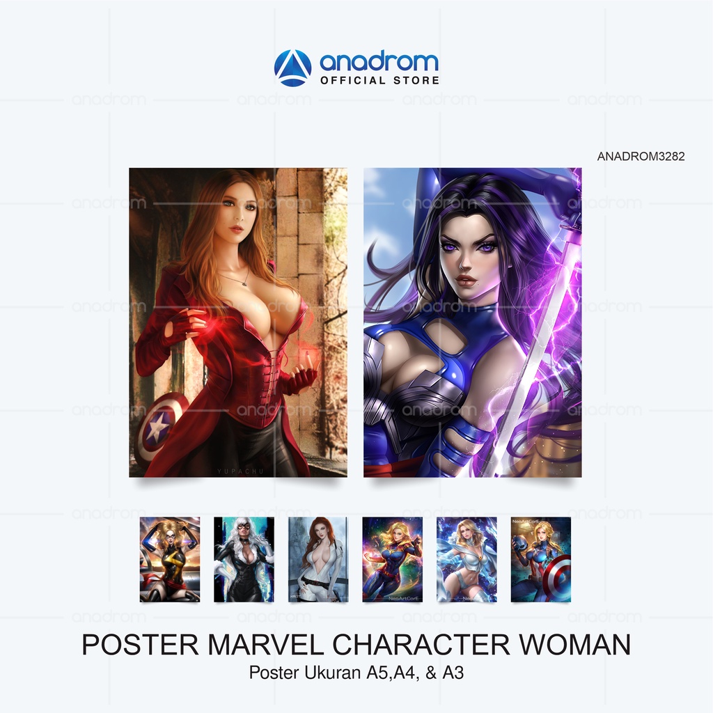 

Poster Marvel Character Woman I Poster Ukuran A5,A4, & A3 I Anadrom 3282