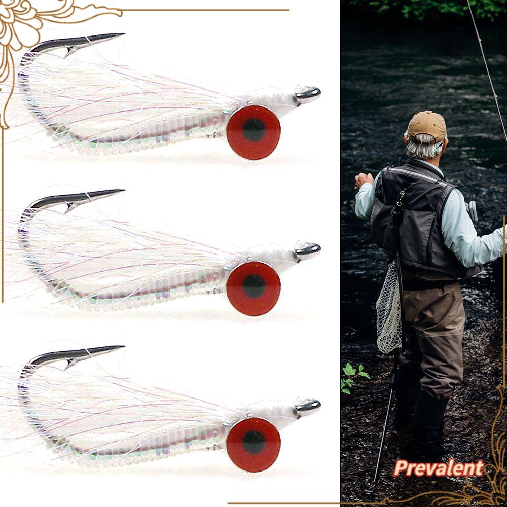 Preva 3pcs Charlie Bionic Bait Artificial Hair Hook Fishhooks Umpan Palsu