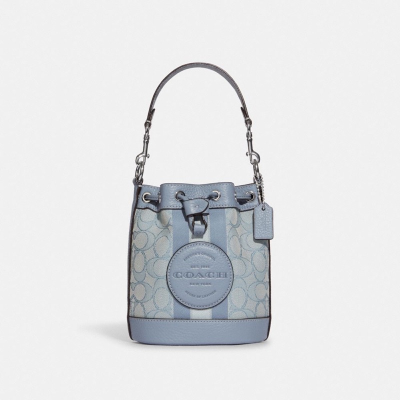 Coach Mini Dempsey Bucket Bag In Signature Jacquard With Stripe And Coach Patch (C8322)