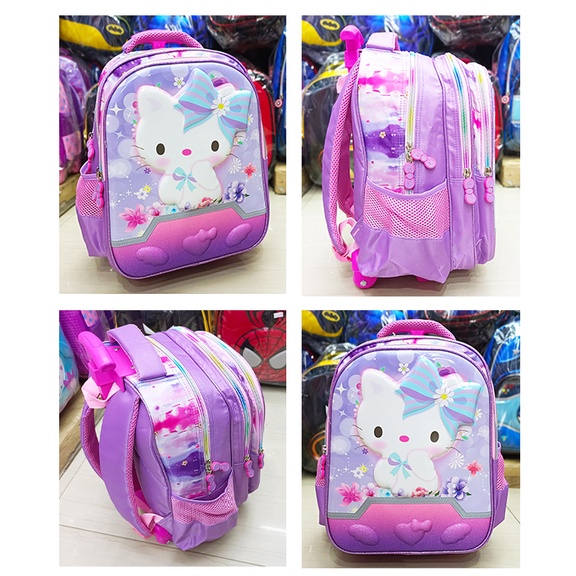 PROMO TROLLEY Roda TAS TROLI DORONG ANAK PEREMPUAN SEKOLAH TK Motif Kuda PONY SUN EMBOS TIMBUL 3Res ( Sun Gemez Meow Sugar Gogo Kumbang 13&quot; )