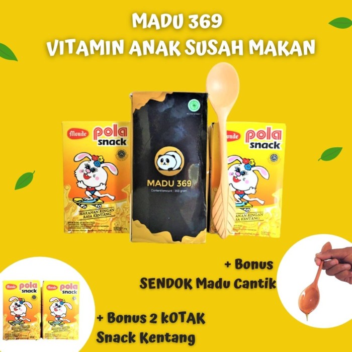 MADU 369 ASLI Bonus Snack dan Sendok Cantik Penambah Nafsu Makan