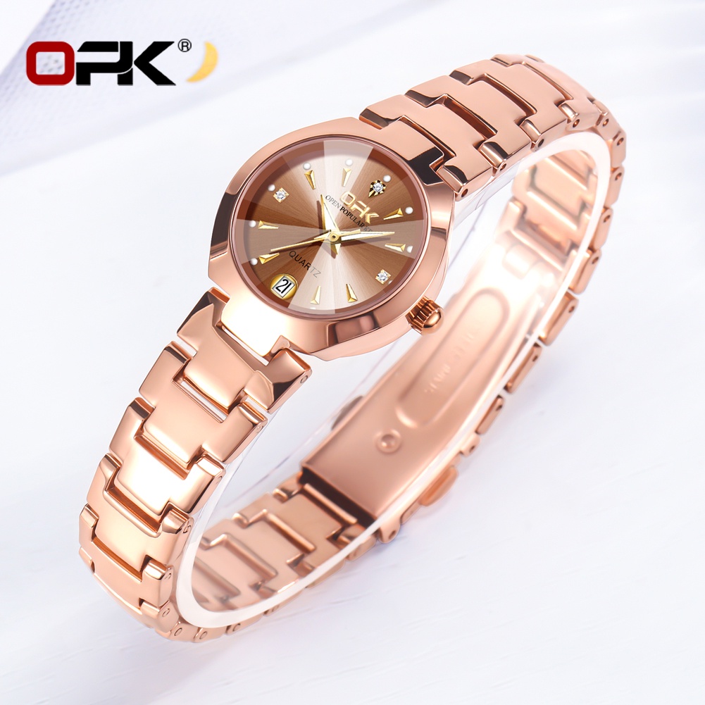 OPK Jam Tangan Wanita Anti Air Original Branded Cewek Anti Air  Kuarsa Stainless Steel Rantai Terbaru 2024 Model 8105-8