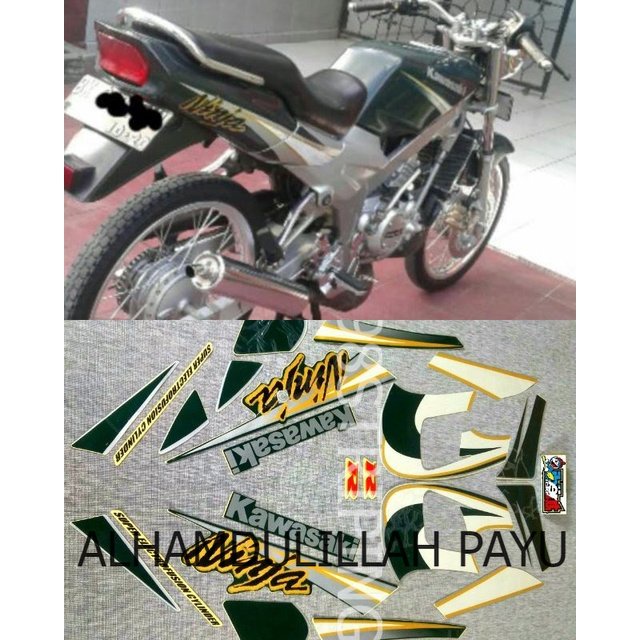 STRIPING STIKER ORI KAWASAKI NINJA R STANDAR 2004 2005 HIJAU TUA POLET