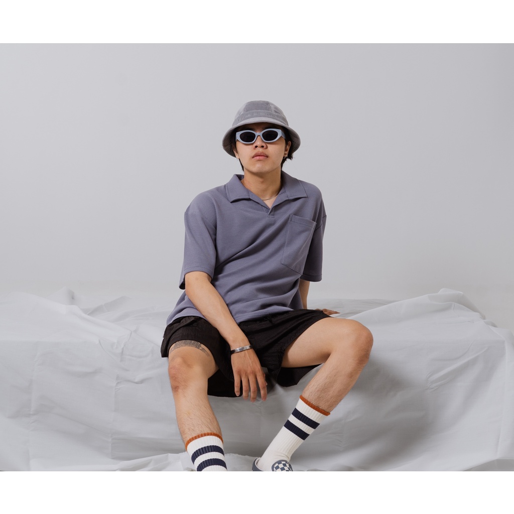 JAVAJONES Oversized Polo Waffle Nolan Steel Grey | Kaos Polo Pria Wanita