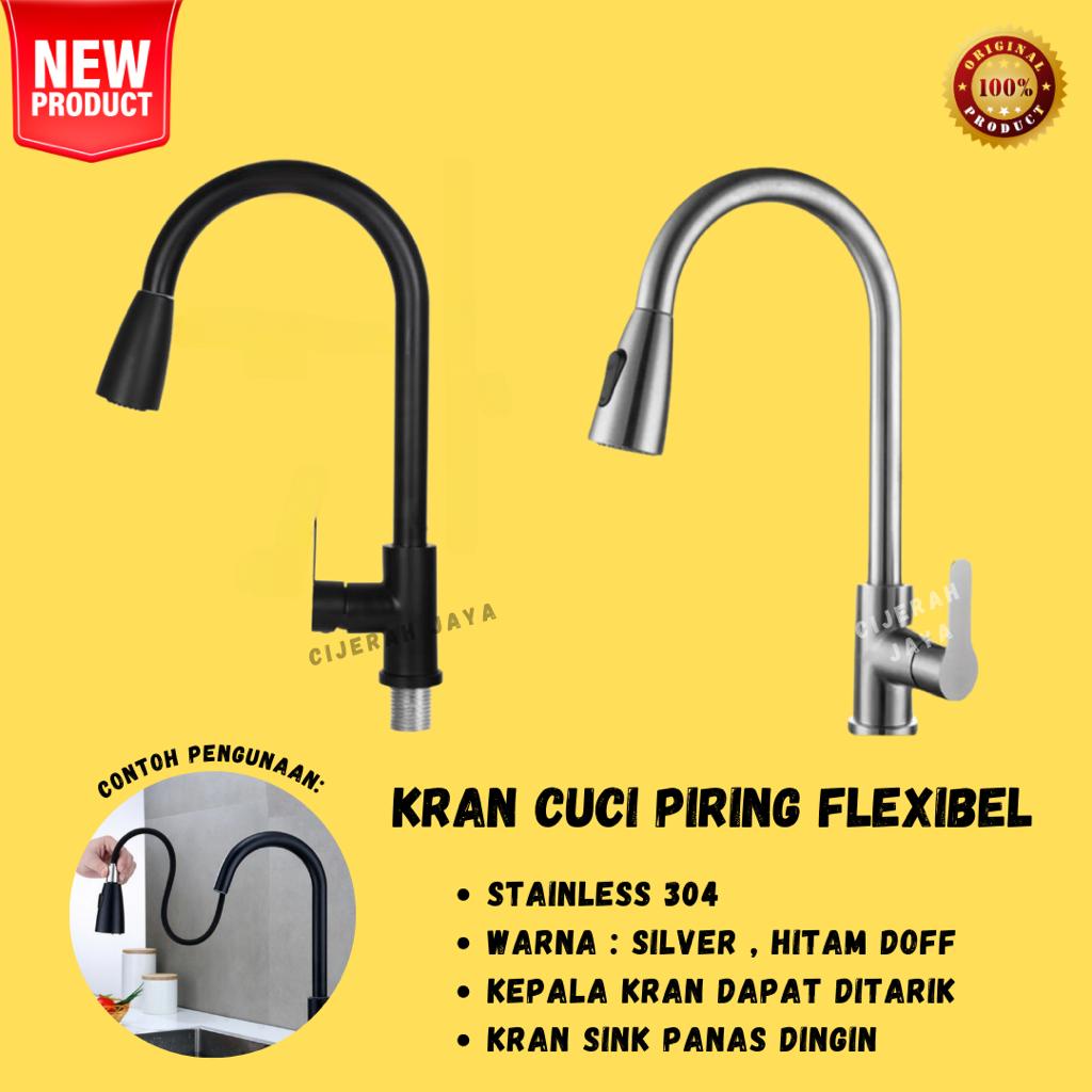 KRAN SINK MEJA PANAS DINGIN TARIK FLEXIBEL / KERAN BAK CUCI PIRING BCP TANAM DAPUR KITCHEN SINK