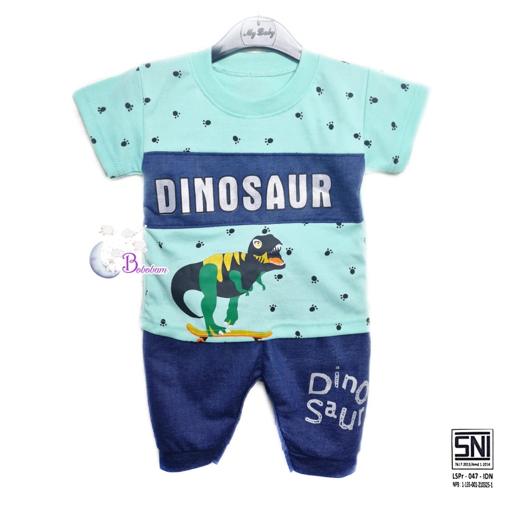 BOBOBAM BAJU BAYI LAKI LAKI SETELAN ANAK COWO LUCU STELAN COWOK 6 12 BULAN KEREN TRENDY KEKINIAN DINO TREX