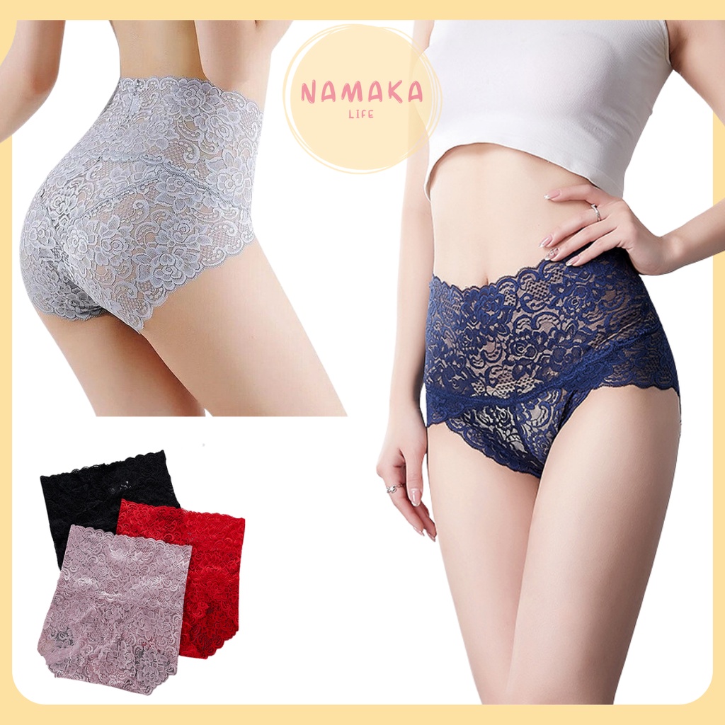[NL] CELANA DALAM HOT LINGERIE WANITA BROKAT HIGH WAIST SEXY CD SEXY LACE PEREMPUAN SEPERUT TRANSPAR