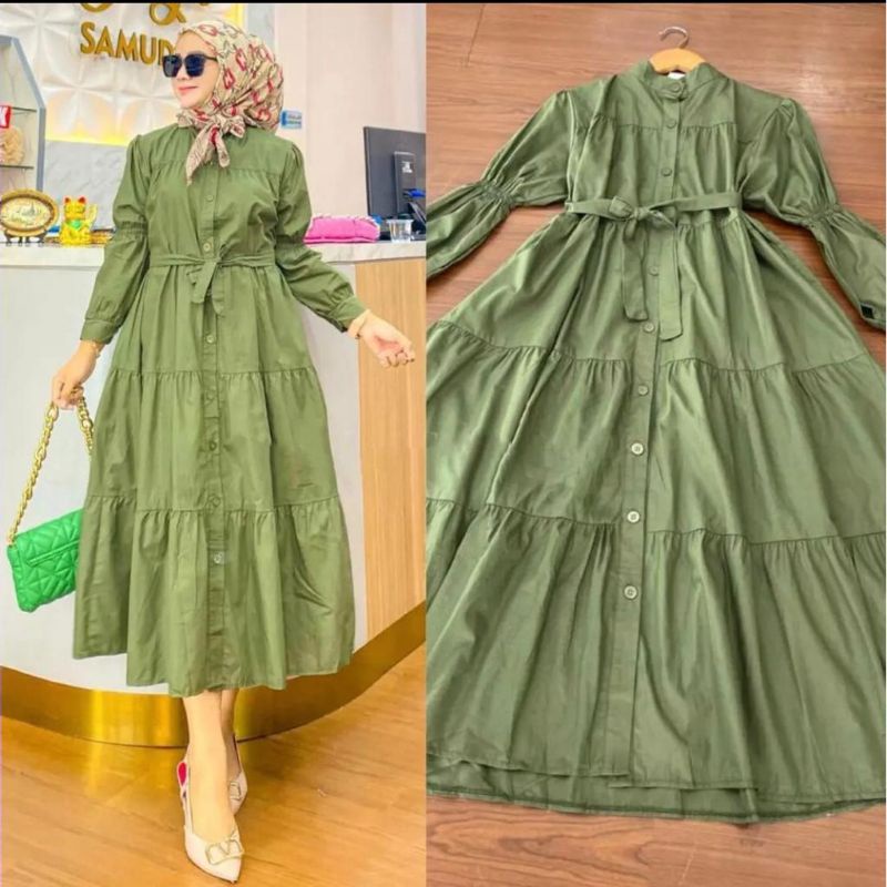 ZOYA MIDI DRESS FULL KANCING//GAMIS ZOYA MIDI KATUN PREMIUM//