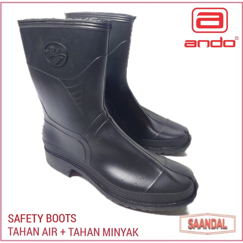 Jual Sepatu Safety Boots Hitam Pendek Ando Boots Cm Tahan Air Tahan Minyak Bisa Satuan