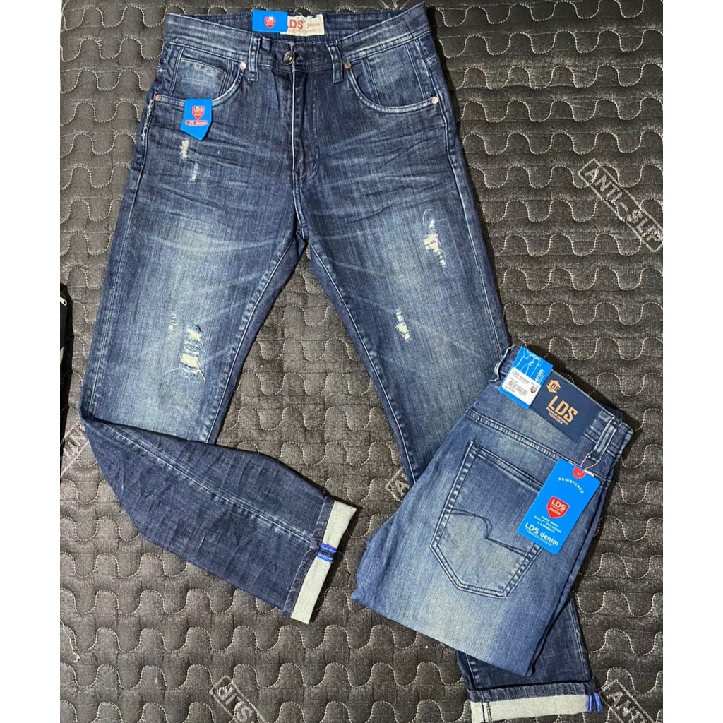 celana jeans pria LDS slimfit distro terbaru model sobek