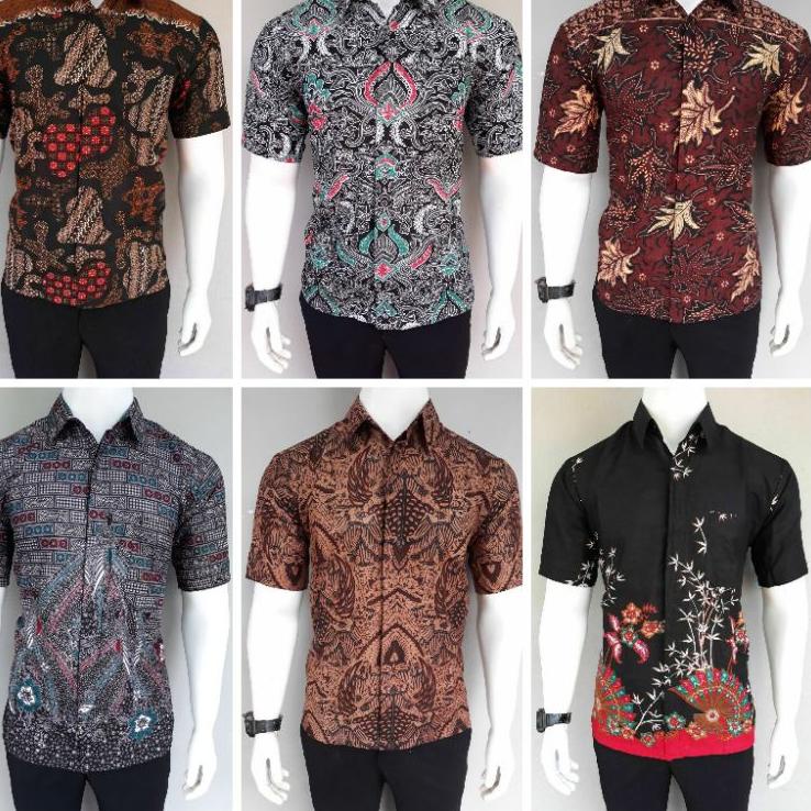 Termurah TERBARU Kemeja Batik Pria Lengan Pendek CIREBONAN Hem Baju Batik Pria Lengan Pendek