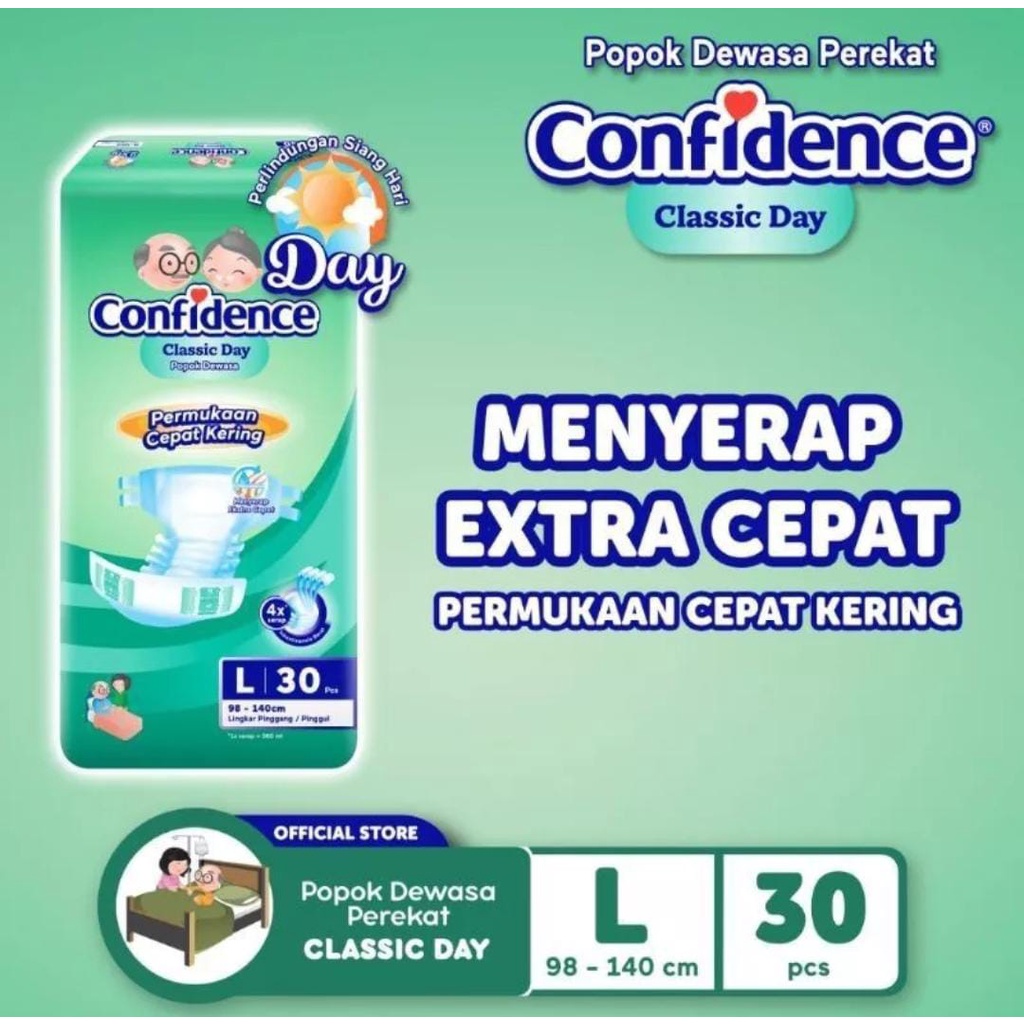 Popok dewasa Confidence Popok Perekat Classic Day/ Night M30 L 30 XL30