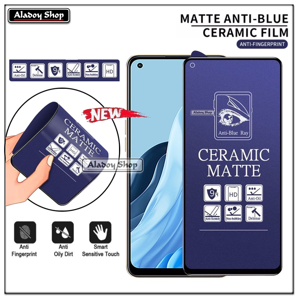 PAKET 3IN1 Anti Gores Blue Matte Anti Glare Oppo Reno 7 4G/7SE/7Z + Tempered Glass Camera dan Skin Carbon