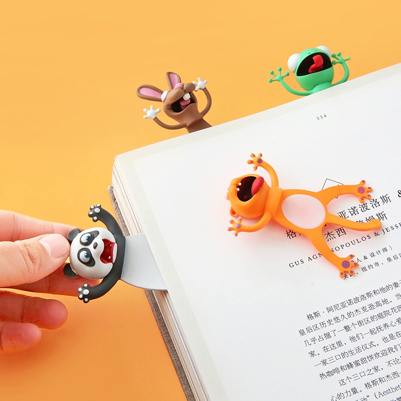 Penanda Kartun Stereo 3D Animal Bookmark Kucing Lucu Asli Bahan PVC Alat Tulis Sekolah Siswa Lucu Anak Kado Bookmark