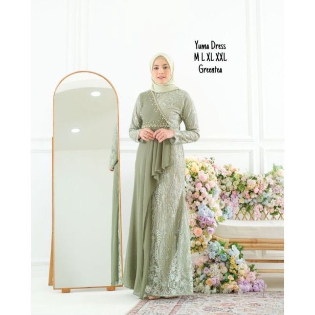 [ ADA JUMBO ] Gamis Brokat Terbaru dress kondangan Lamaran seragam sarimbit baju muslim lebaran Yuma