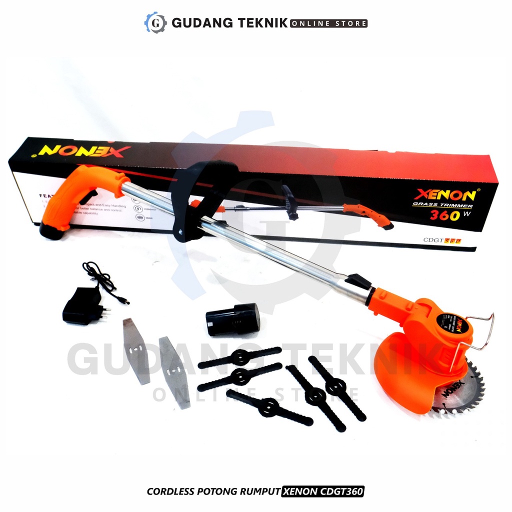 XENON CDGT360 Mesin Potong Rumput CORDLESS Grass Cutter Trimmer 12V - Pemotong Rumput Baterai Battery CDGT 360 XENON